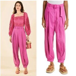 FARM Rio Pink Belt Linen Pants